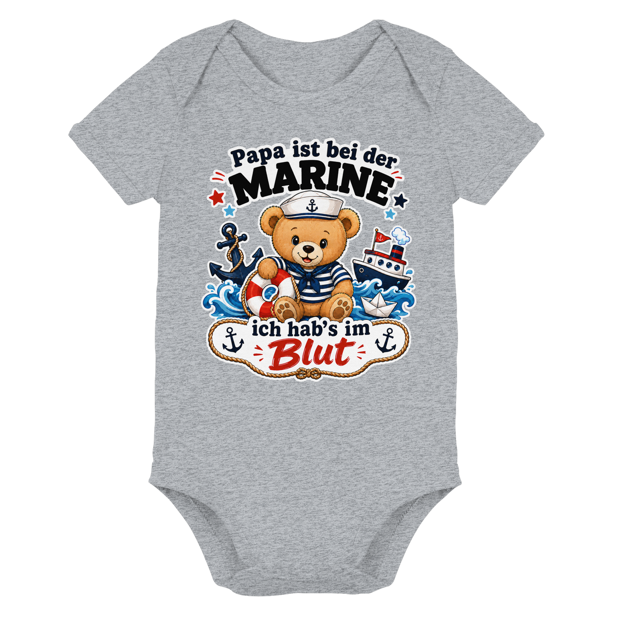 Papa ist bei der Marine – ich hab’s im Blut - Organic Baby Bodysuit