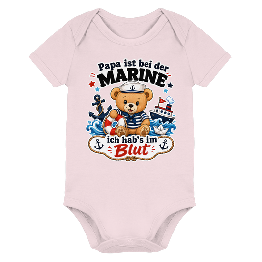 Papa ist bei der Marine – ich hab’s im Blut - Organic Baby Bodysuit