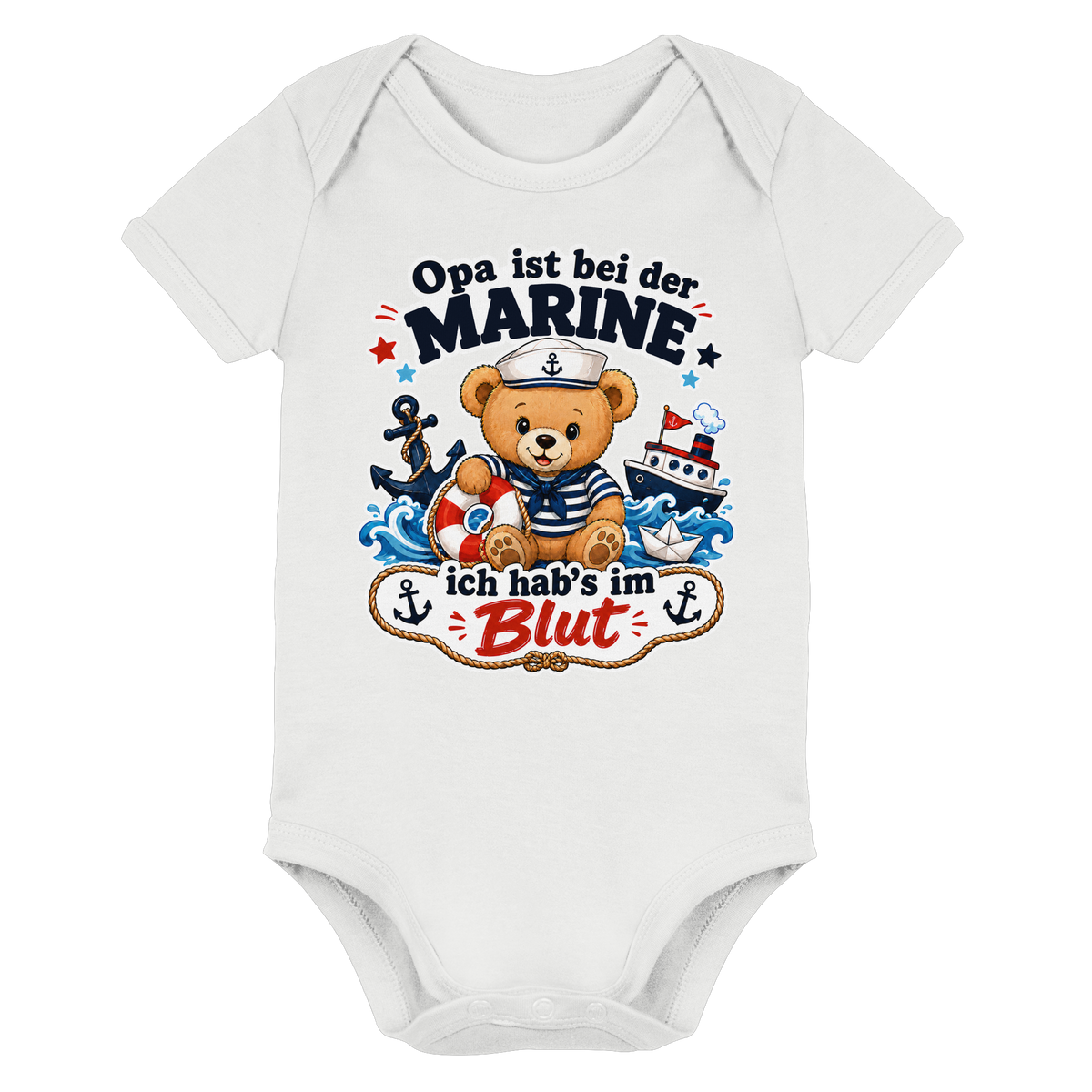 Opa ist bei der Marine – ich hab’s im Blut - Organic Baby Bodysuit
