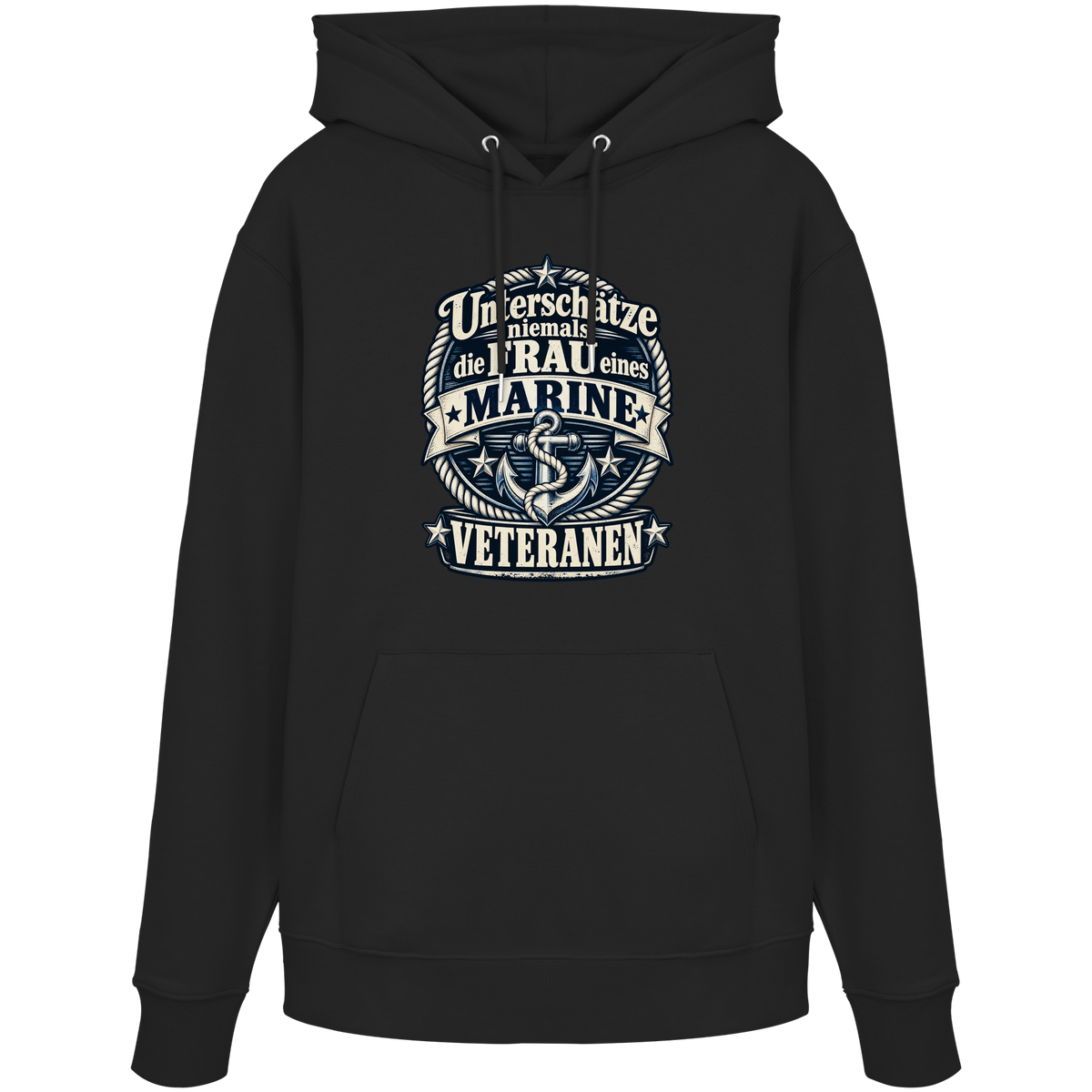 Unterschätze niemals die Frau eines Marine Veteranen - Organic Hoodie