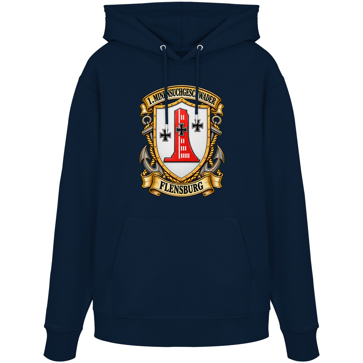 Wappen 1. Minensuchgeschwader - FLENSBURG - Organic Hoodie