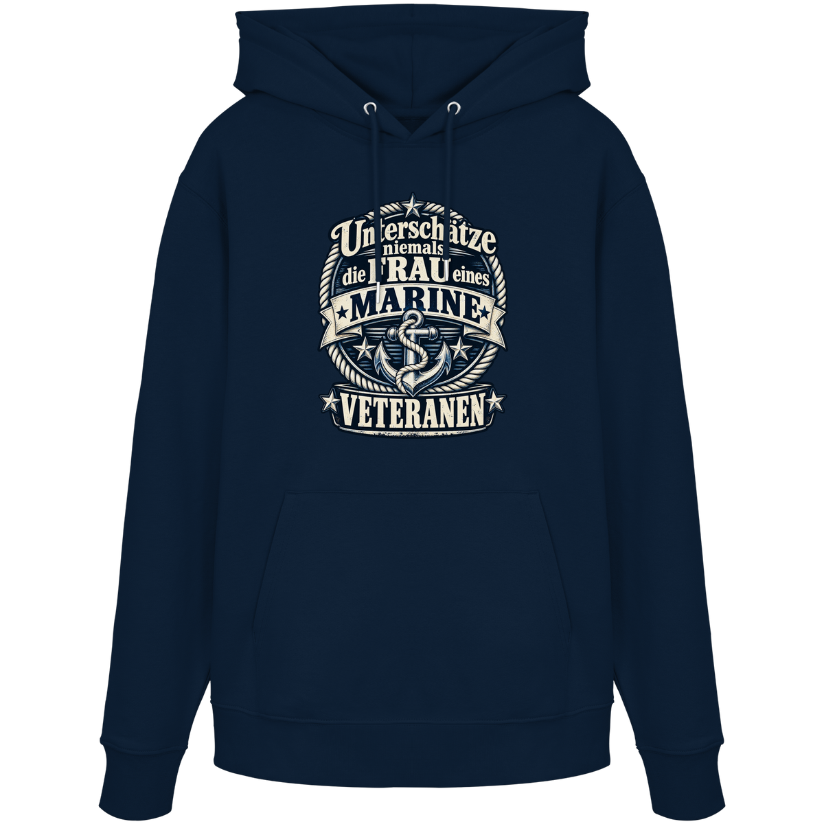 Unterschätze niemals die Frau eines Marine Veteranen - Organic Hoodie