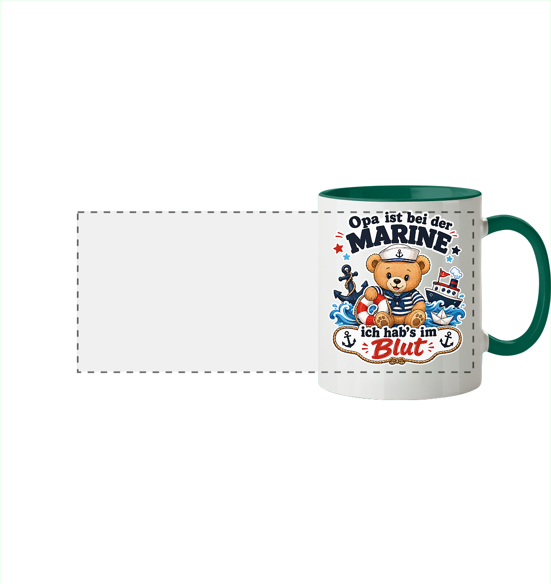 Opa ist bei der Marine – ich hab’s im Blut - Panorama Tasse zweifarbig