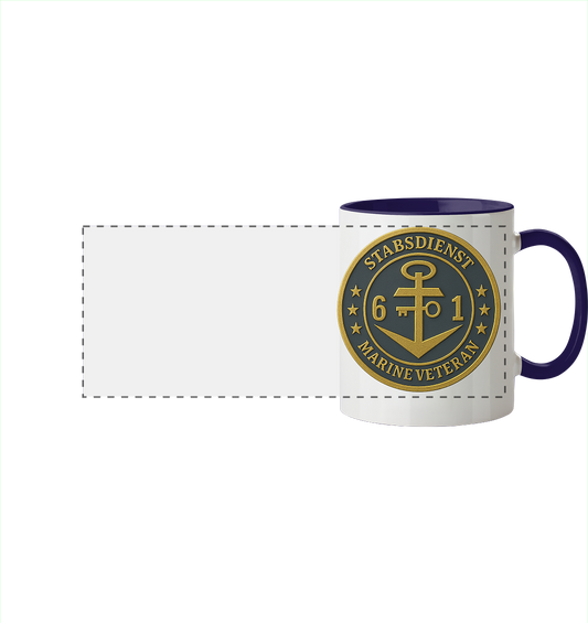 Marine Veteran 61er STABSDIENST - Metalleffekt - Panorama Tasse zweifarbig