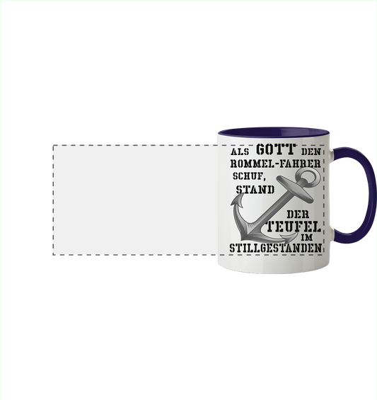 Als Gott den ROMMEL-Fahrer schuf...  - Panorama Tasse zweifarbig