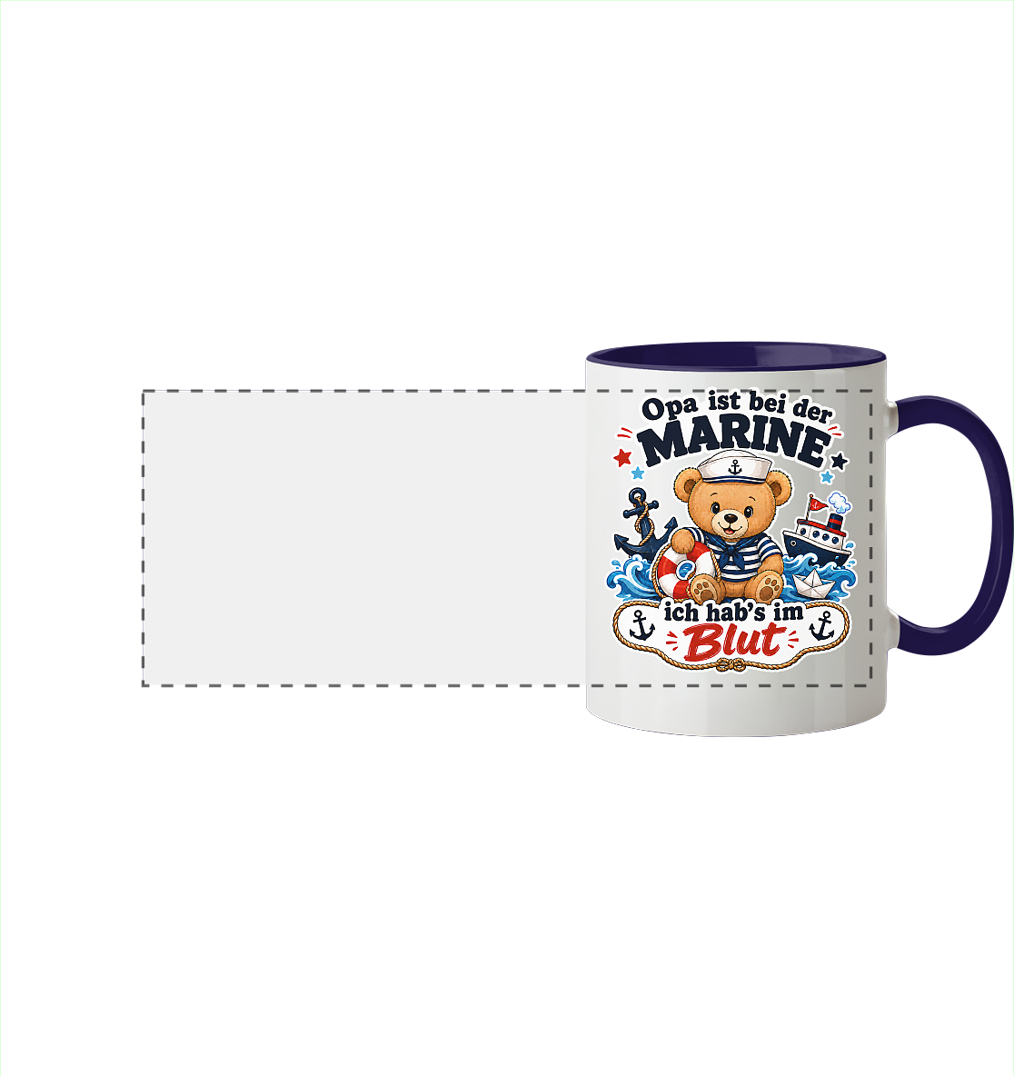 Opa ist bei der Marine – ich hab’s im Blut - Panorama Tasse zweifarbig