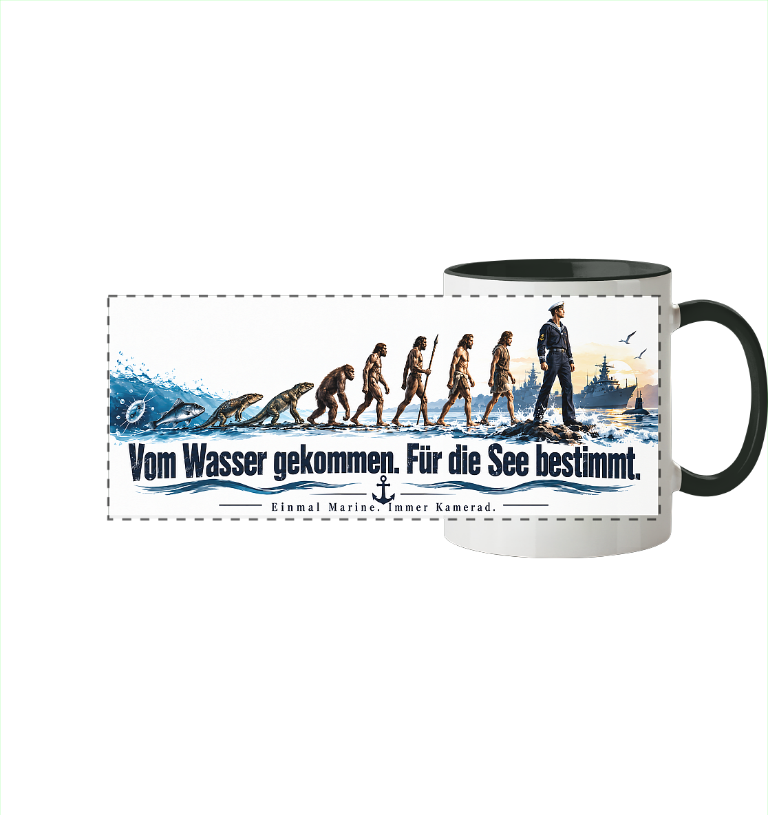 Vom Wasser gekommen - Für die See bestimmt - Panorama Tasse zweifarbig