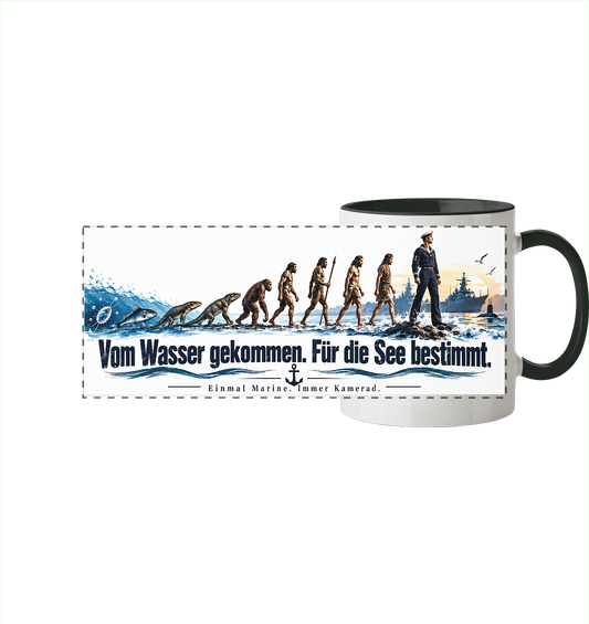 Vom Wasser gekommen - Für die See bestimmt - Panorama Tasse zweifarbig