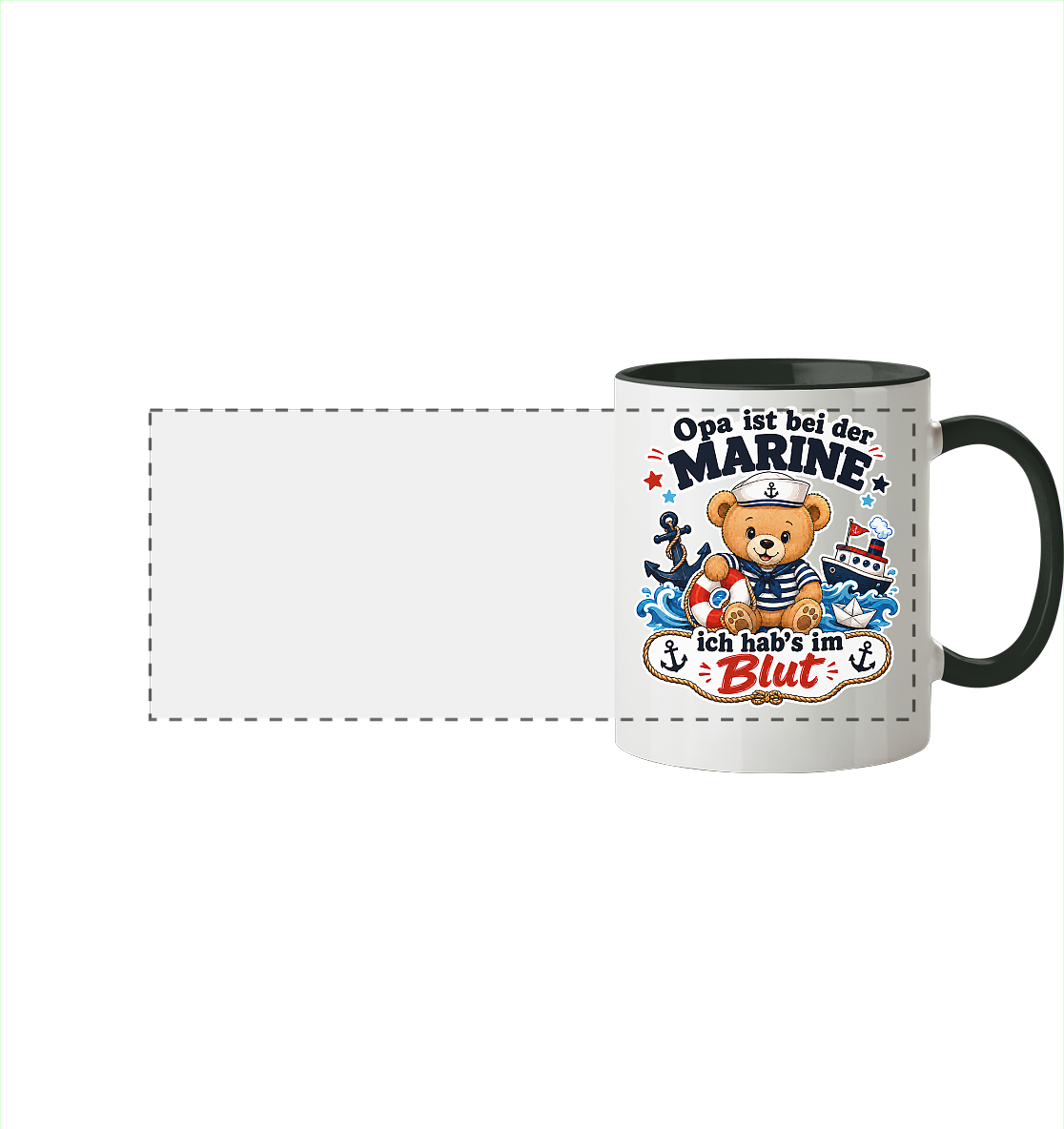 Opa ist bei der Marine – ich hab’s im Blut - Panorama Tasse zweifarbig