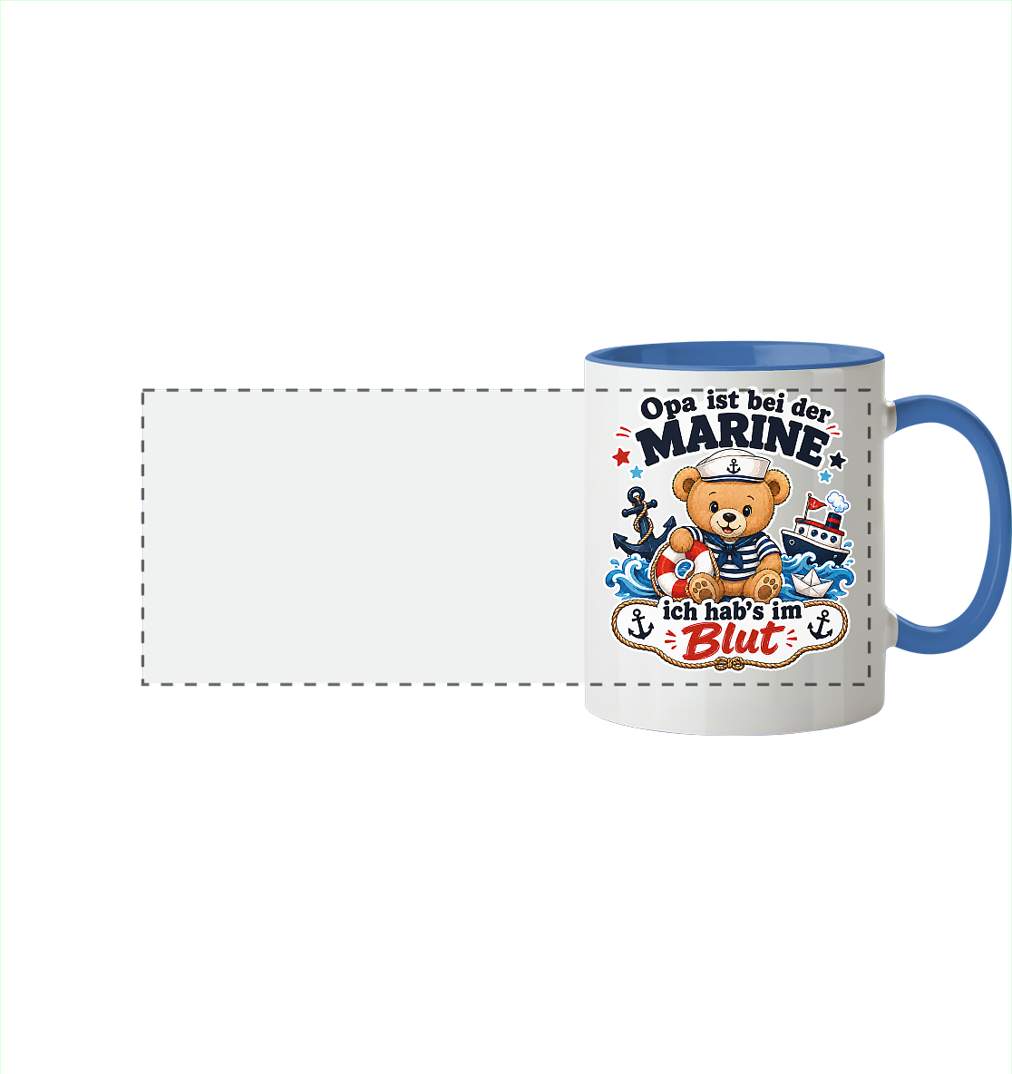 Opa ist bei der Marine – ich hab’s im Blut - Panorama Tasse zweifarbig