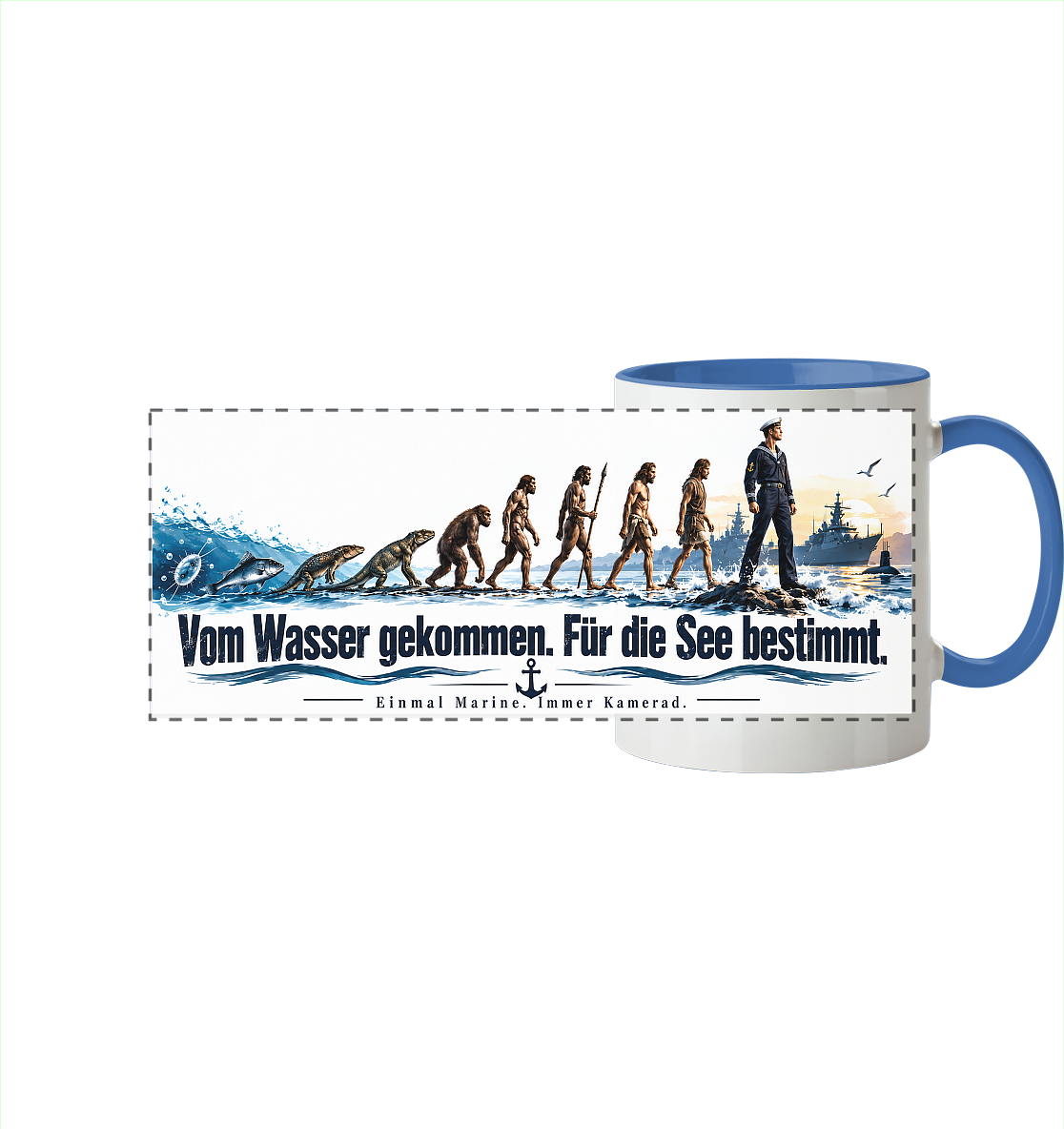 Vom Wasser gekommen - Für die See bestimmt - Panorama Tasse zweifarbig