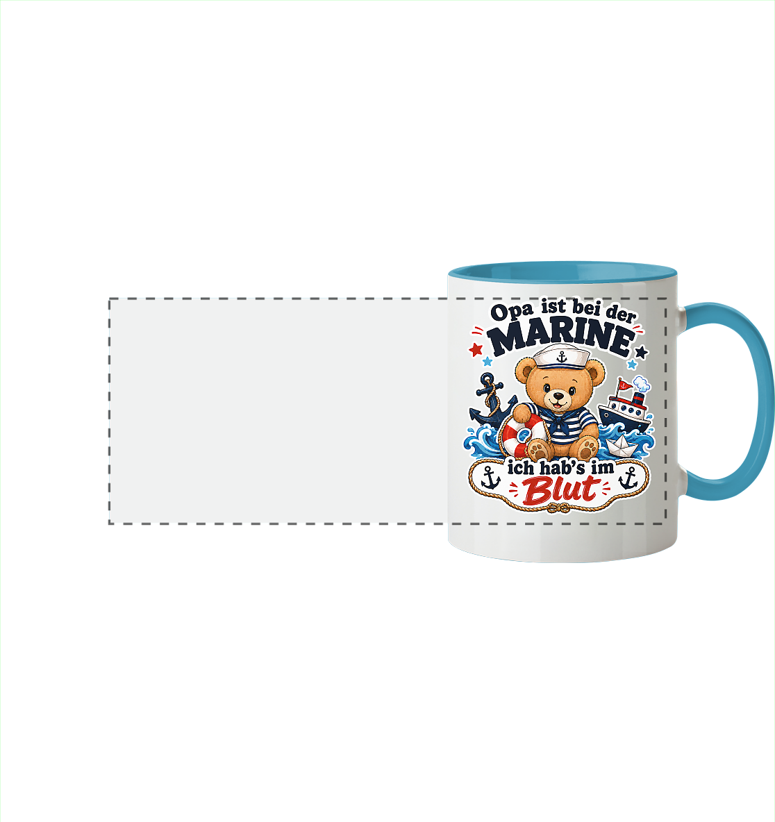 Opa ist bei der Marine – ich hab’s im Blut - Panorama Tasse zweifarbig