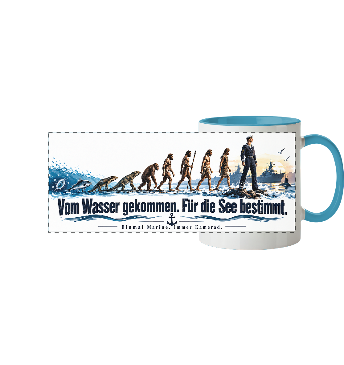 Vom Wasser gekommen - Für die See bestimmt - Panorama Tasse zweifarbig