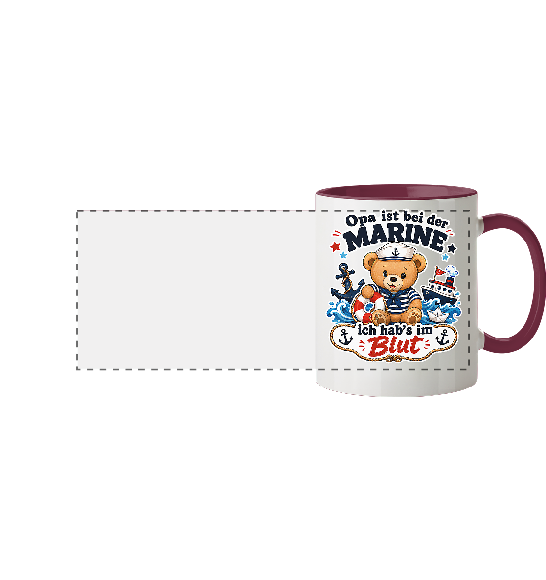 Opa ist bei der Marine – ich hab’s im Blut - Panorama Tasse zweifarbig