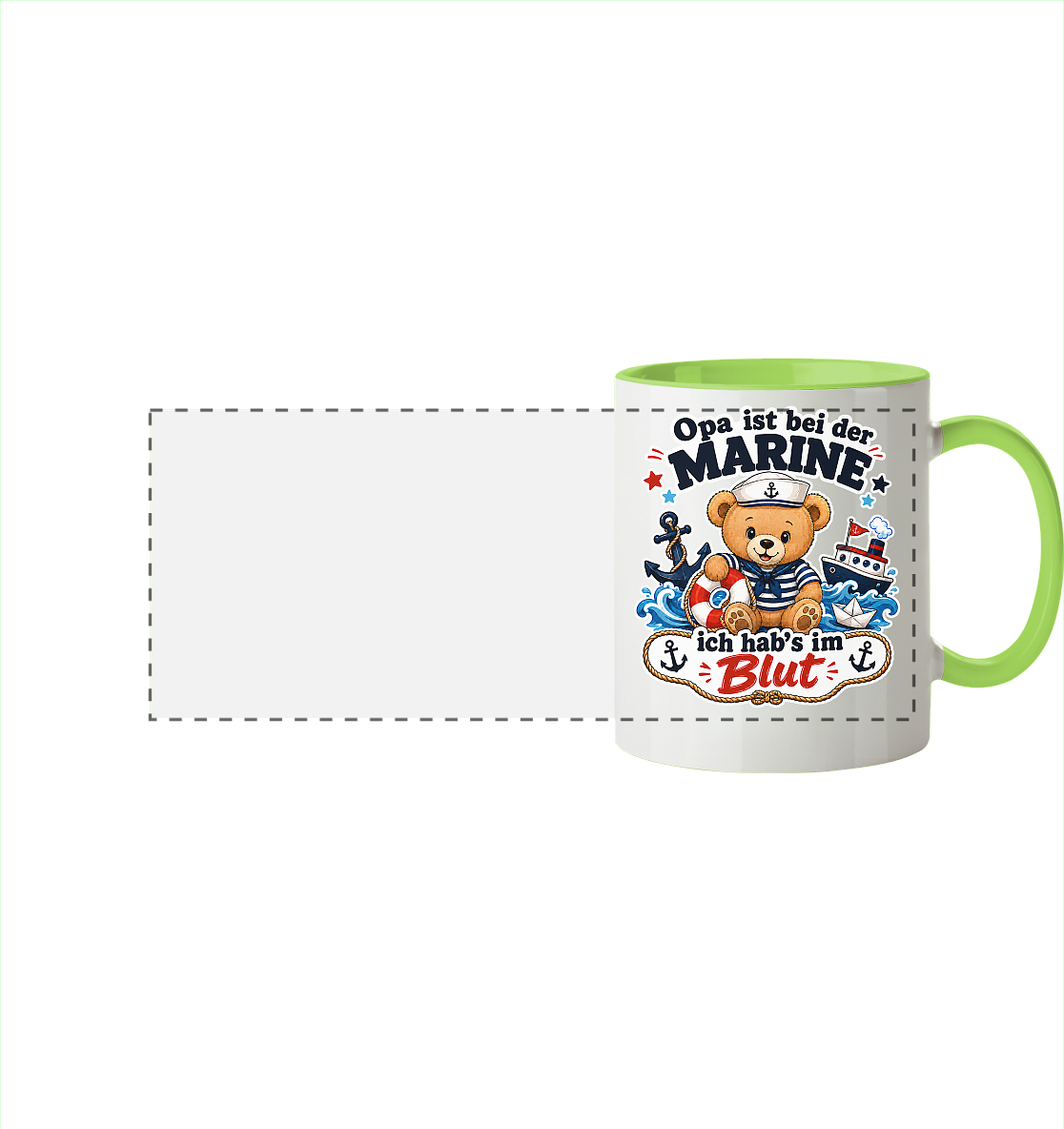 Opa ist bei der Marine – ich hab’s im Blut - Panorama Tasse zweifarbig