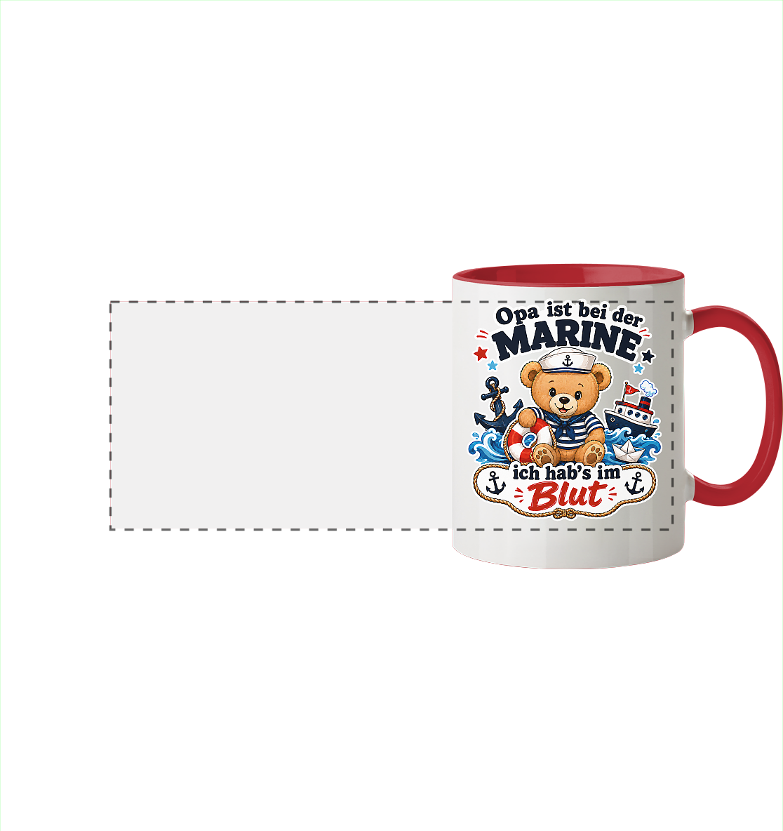 Opa ist bei der Marine – ich hab’s im Blut - Panorama Tasse zweifarbig