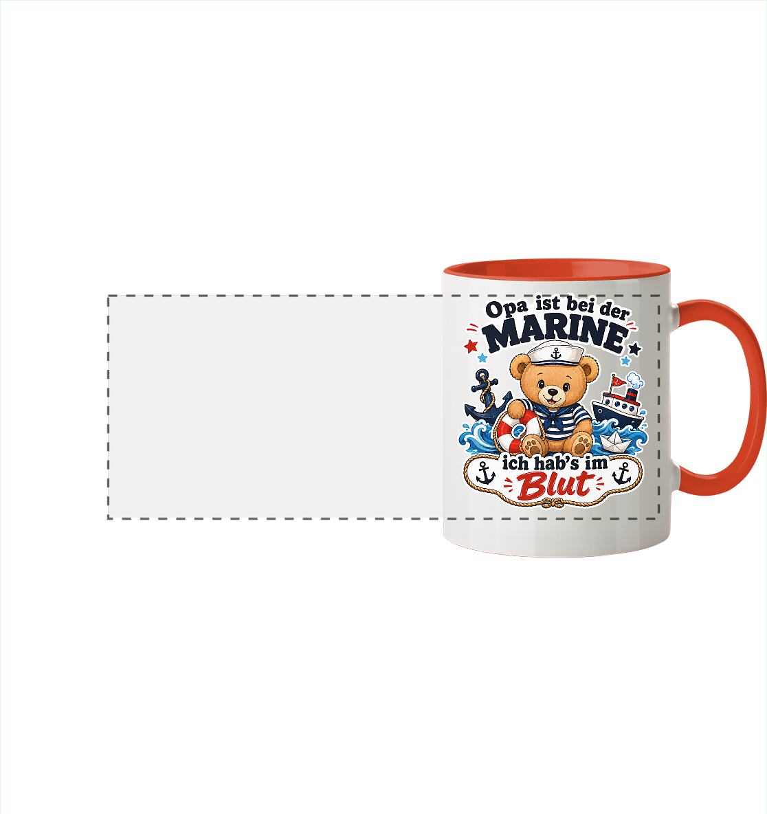 Opa ist bei der Marine – ich hab’s im Blut - Panorama Tasse zweifarbig