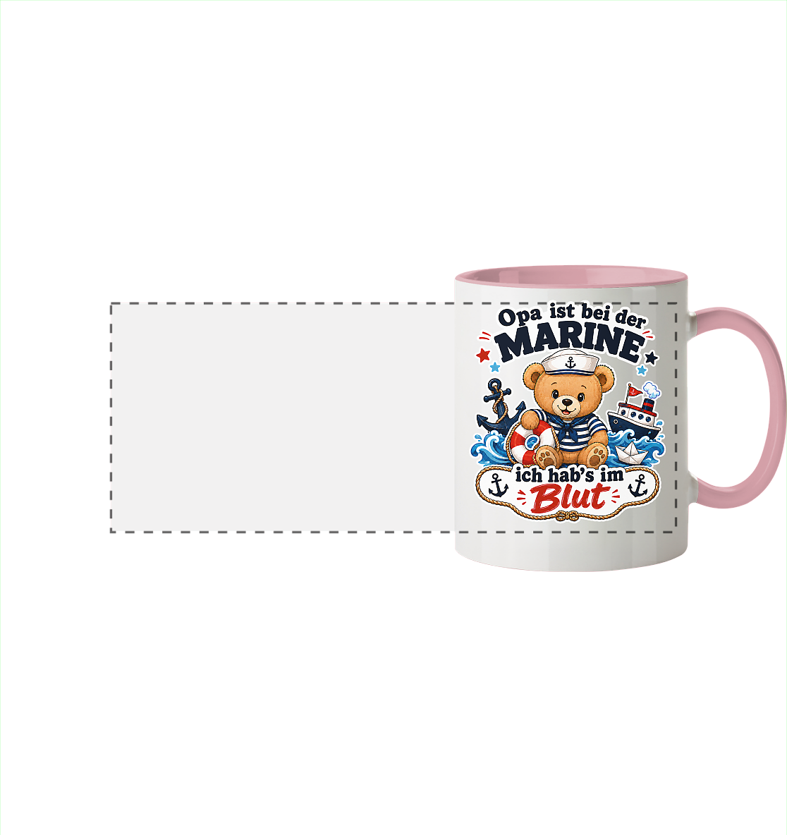 Opa ist bei der Marine – ich hab’s im Blut - Panorama Tasse zweifarbig