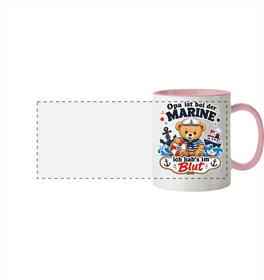 Opa ist bei der Marine – ich hab’s im Blut - Panorama Tasse zweifarbig