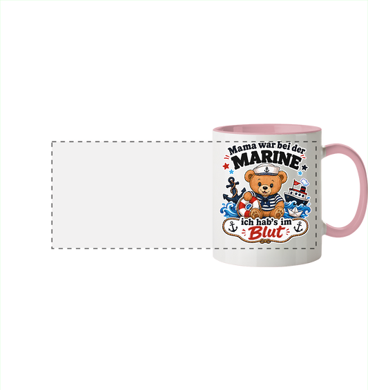 Mama war bei der Marine – ich hab’s im Blut - Panorama Tasse zweifarbig