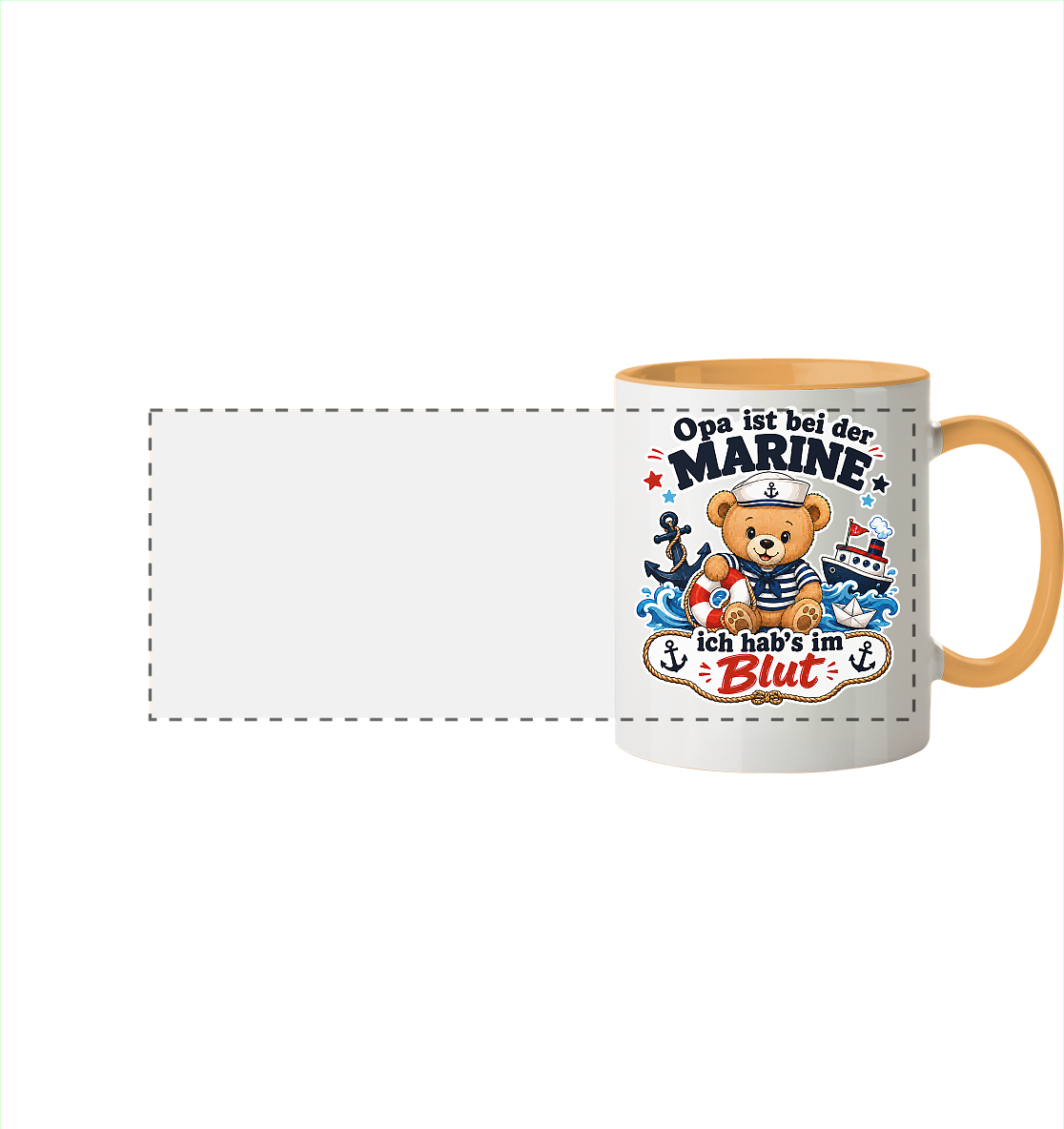 Opa ist bei der Marine – ich hab’s im Blut - Panorama Tasse zweifarbig