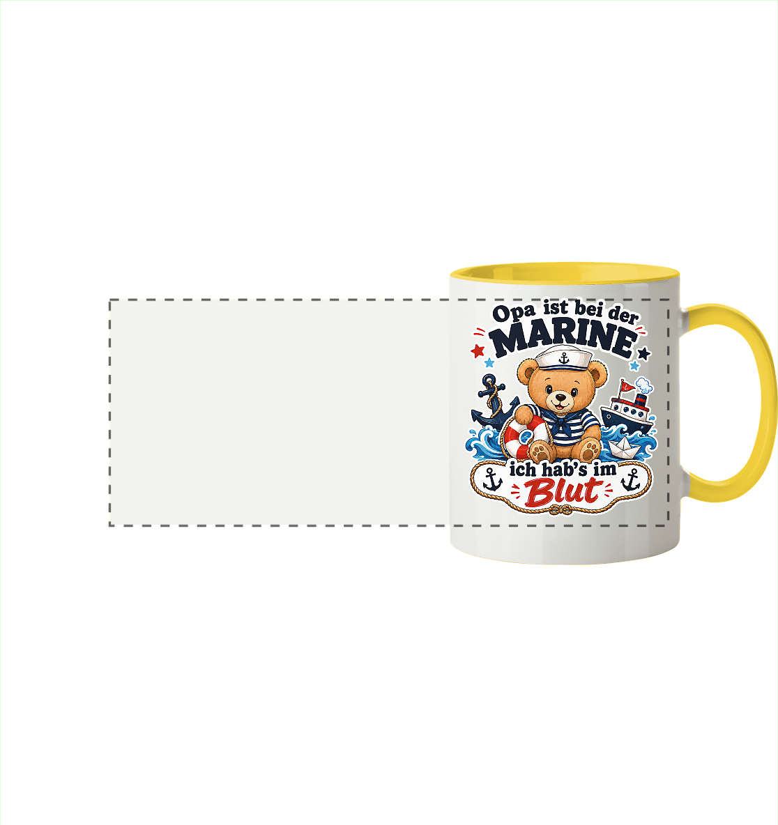 Opa ist bei der Marine – ich hab’s im Blut - Panorama Tasse zweifarbig