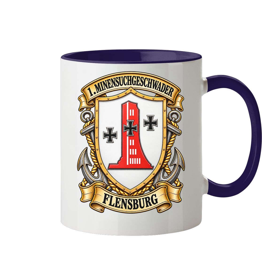 Wappen 1. Minensuchgeschwader - FLENSBURG - Tasse zweifarbig