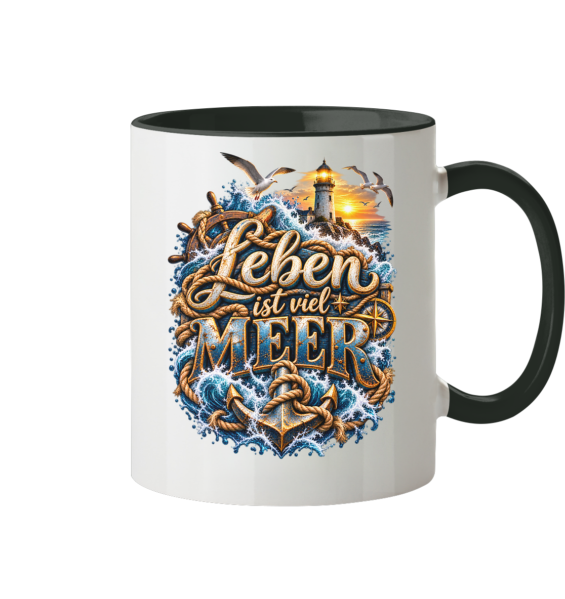 Leben ist viel Meer - Tasse zweifarbig