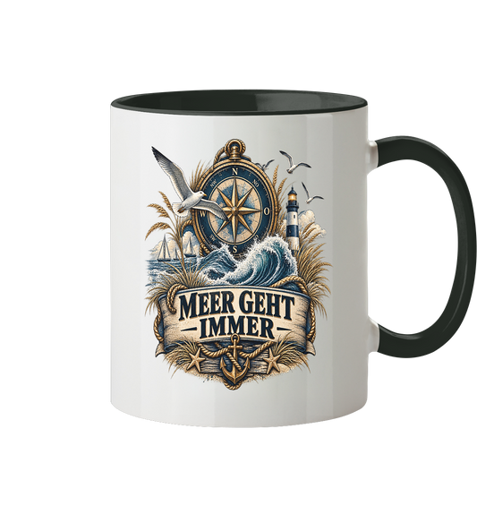 Meer geht immer - Kompass - Tasse zweifarbig