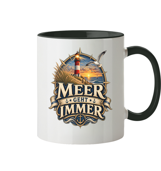 Meer geht immer - Leuchtturm - Tasse zweifarbig