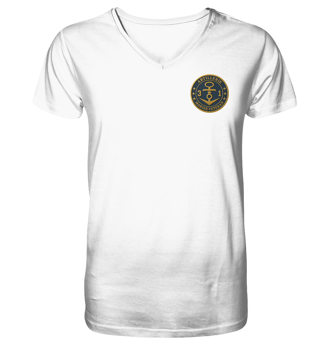 Marine Veteran 31er ARTILLERIE - Metalleffekt - V-Neck Shirt