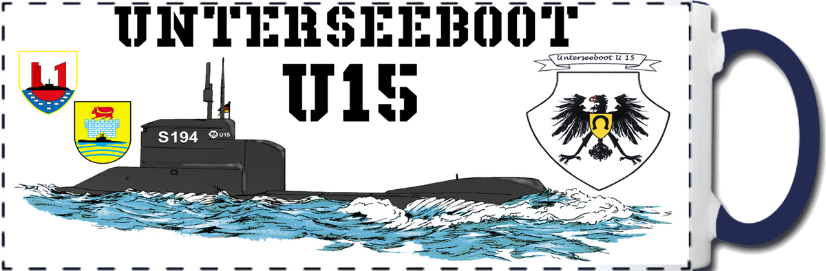 Kaffeebecher U-Boot Klasse 206 11oz weiß/blau