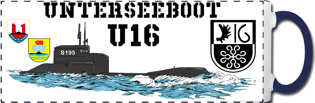 Kaffeebecher U-Boot Klasse 206 11oz weiß/blau