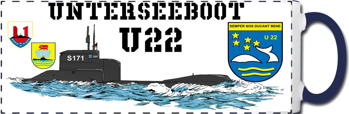 Kaffeebecher U-Boot Klasse 206 11oz weiß/blau