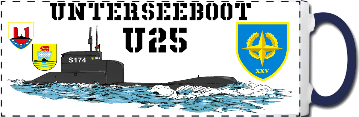 Kaffeebecher U-Boot Klasse 206 11oz weiß/blau