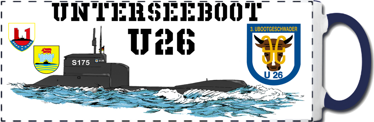 Kaffeebecher U-Boot Klasse 206 11oz weiß/blau