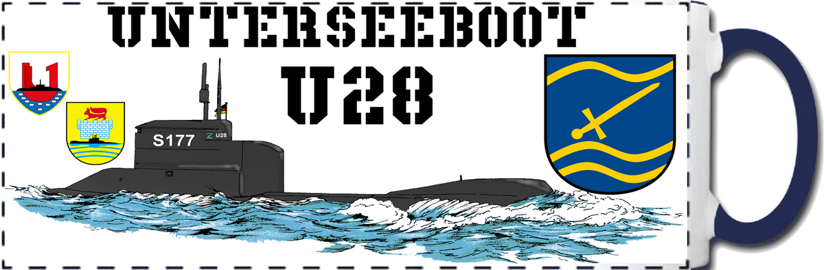 Kaffeebecher U-Boot Klasse 206 11oz weiß/blau