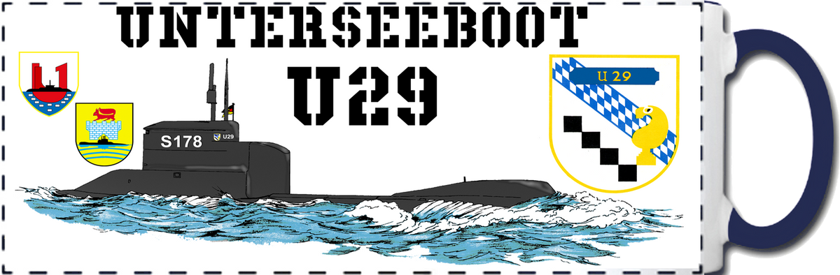 Kaffeebecher U-Boot Klasse 206 11oz weiß/blau