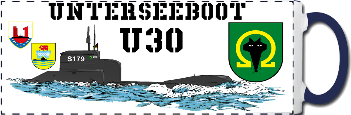 Kaffeebecher U-Boot Klasse 206 11oz weiß/blau