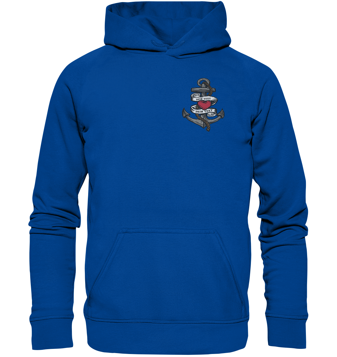 Anker mit Herz Brustlogo Personalisiert mit deinem Text - Basic Unisex Hoodie