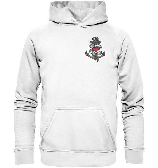 Anker mit Herz Brustlogo Personalisiert mit deinem Text - Basic Unisex Hoodie