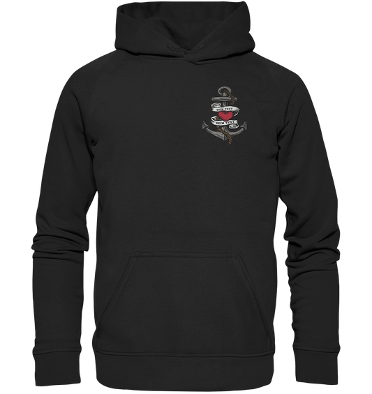Anker mit Herz Brustlogo Personalisiert mit deinem Text - Basic Unisex Hoodie XL