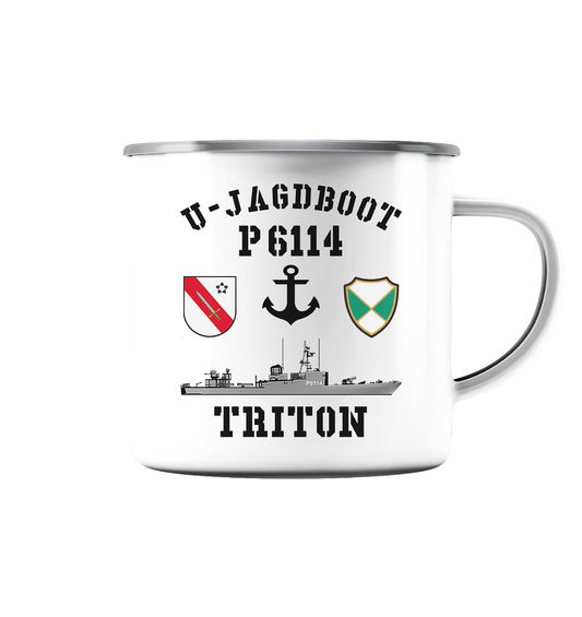 U-Jagdboot P6114 TRITON Anker - Emaille Tasse (Silber)