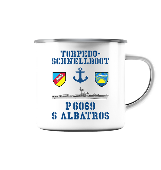 Torpedo-Schnellboot P6069 ALBATROS Anker - Emaille Tasse (Silber)