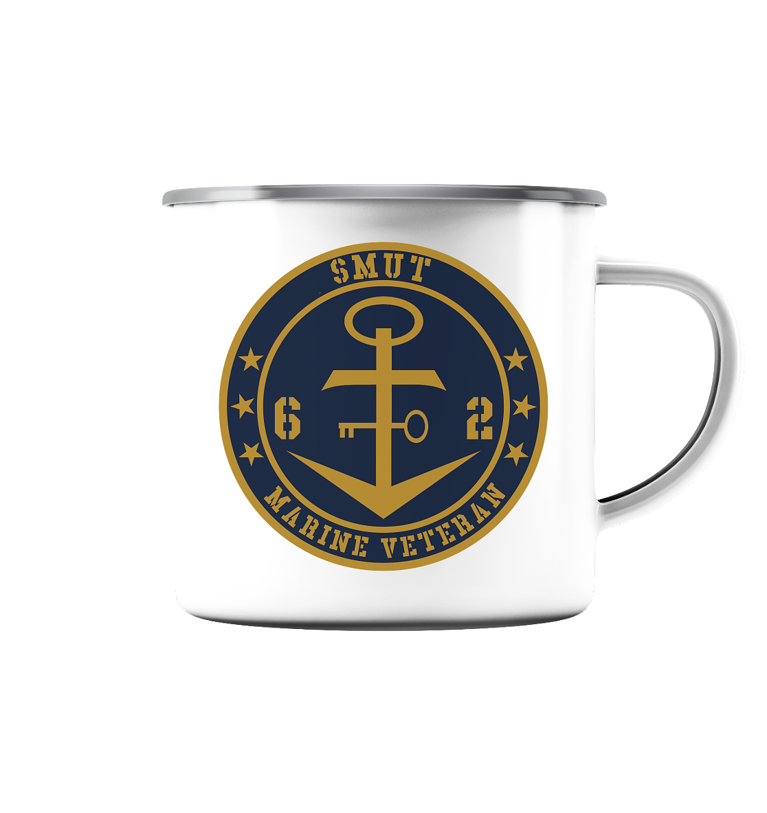 Marine Veteran 62er SMUT - Emaille Tasse (Silber)