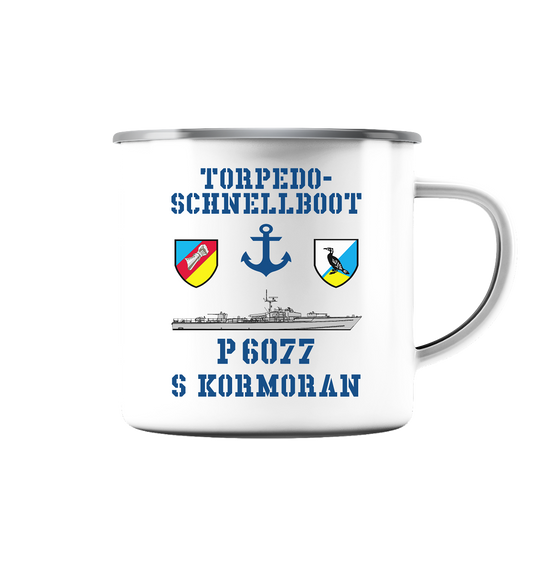 Torpedo-Schnellboot P6077 KORMORAN Anker - Emaille Tasse (Silber)