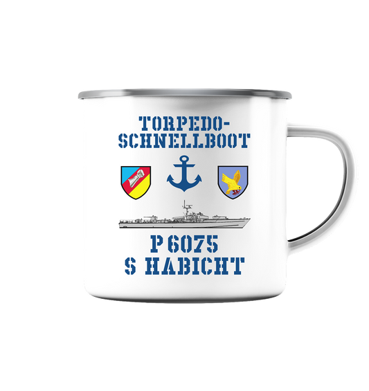 Torpedo-Schnellboot P6075 HABICHT Anker - Emaille Tasse (Silber)