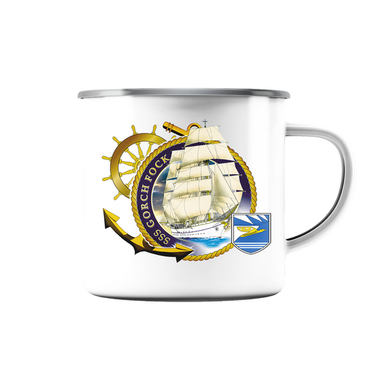 Segelschulschiff GORCH FOCK - Emaille Tasse (Silber)