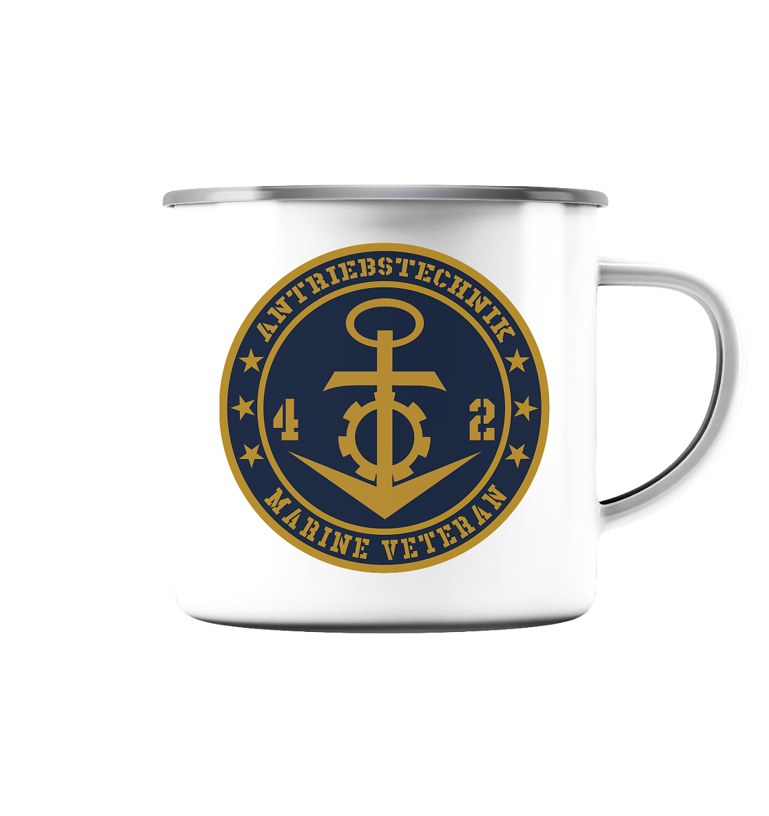 Marine Veteran 42er ANTRIEBSTECHNIK - Emaille Tasse (Silber)