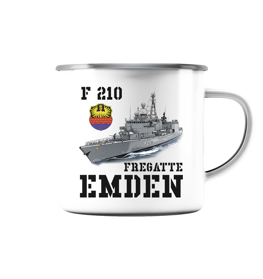 F210 Fregatte EMDEN - Emaille Tasse (Silber)